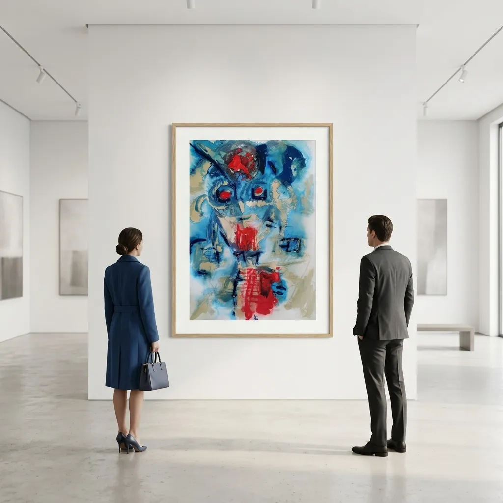 Simulación en Galería de 'Estratigrafía del Grito' - Vista Frontal